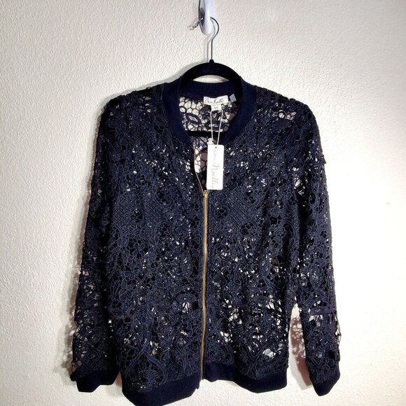 Simply Noelle Black Lace Zip-Up Cardigan S/M 8-10 Womens Lightweight Jacket NWT - Picture 14 of 15